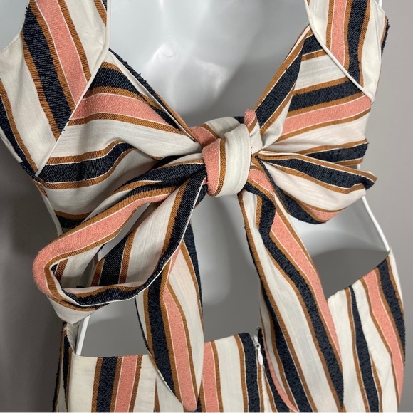 ADELYN RAE Gidget Striped Woven Sleeveless Tie Back Cropped Jumpsuit Size Small - Picture 9 of 12